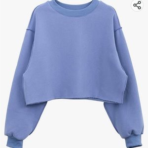Women Cropped Sweatshirt Long Sleeves Pullover Fleece Crop Tops